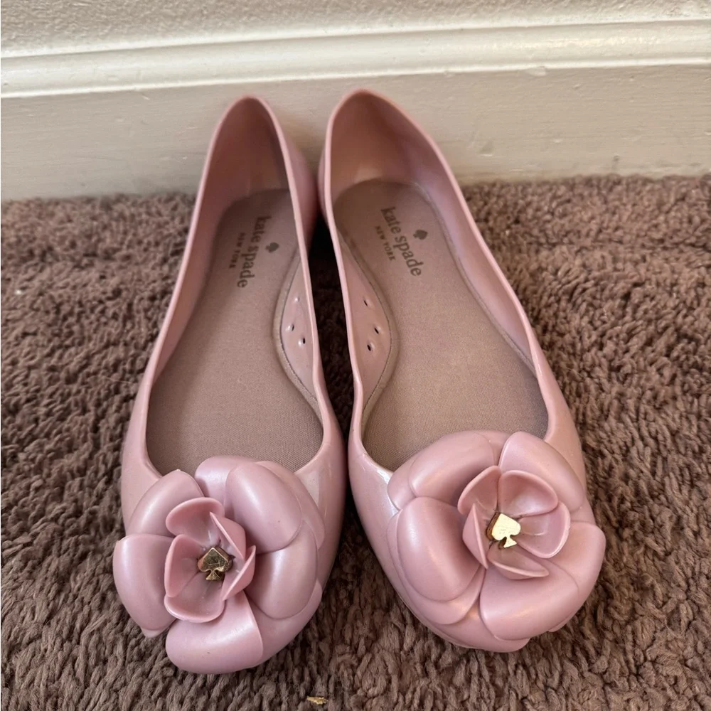 Kate Spade Floral Jelly Ballet Flats Flower Pink Lilac Mauve Size 7 - Picture 2 of 7